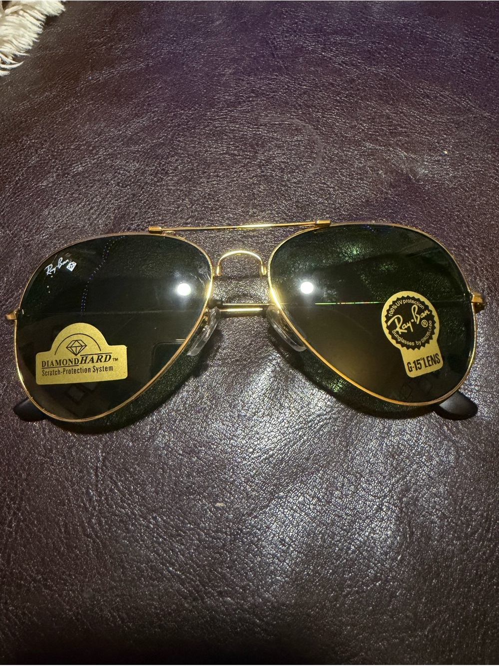 Ray-Ban Gold Frame Sunglasses with Green Lenses